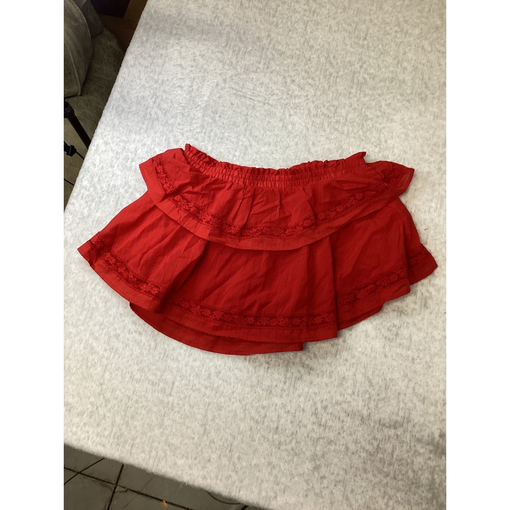 Wild Fable Red Tiered Ruffle Lace Trim Skort Mini Skirt Shorts Medium NWT